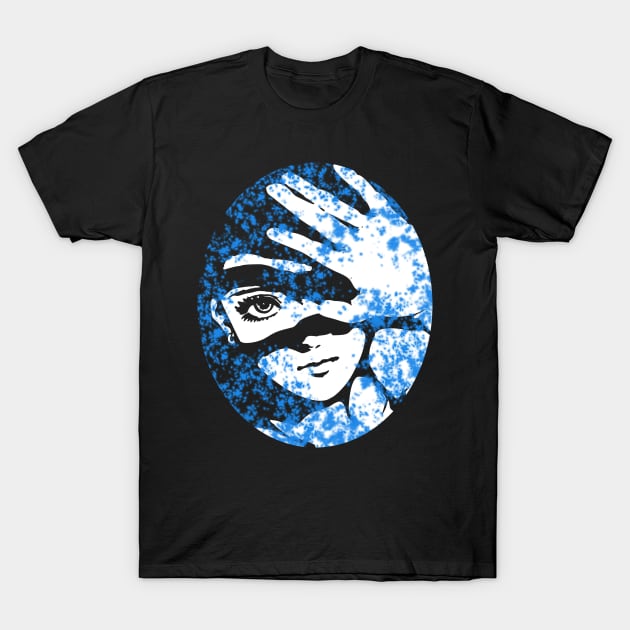 Punk Fashion Style Oval Light Blue Glowing Girl T-Shirt by Punk Fashion